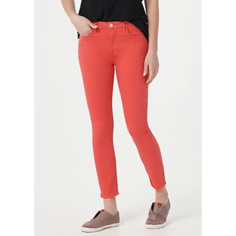 Jen7 Ankle Skinny Jeans With Frayed Hem